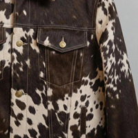 Veste en cuir d'agneau véritable style western marron et blanc, coupe vintage professionnelle personnalisée, qualité supérieure, imperméable à l'avant