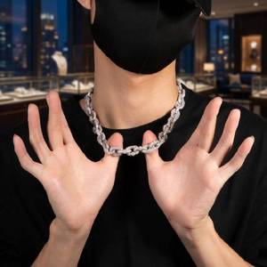 Collar de Cadena de Plata 925 con Eslabones Cubanos Estilo Hip Hop, Joyería de Diamantes Moissanite para Hombre - Product Image 3