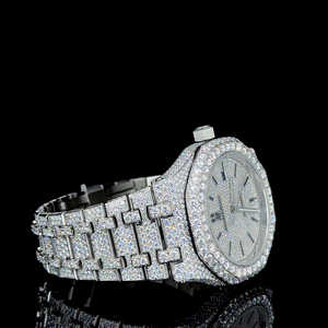 <b>Mens</b> hip hop <b>watch</b> fully iced moissanite diamond luxury <b>bracelet</b> <b>watch</b> silver tone bold party wear premium daily use - Product Image 3