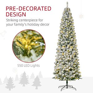 9ft Pre-Lit Snow Flocked Slim Douglas Fir Artificial Christmas Tree with 550 LED <b>Lights</b> and 988 Tips Realistic <b>Branches</b> - Product Image 4