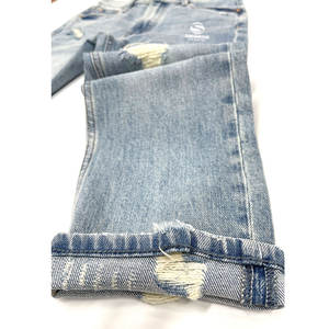 Vaqueros de mezclilla rasgados de pierna ancha estilo punk a la moda, 100% algodón, con logo personalizado, calidad de moda urbana. - Product Image 3