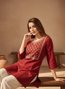 ชุดคุर्ติทรงตรงปักลายทันสมัยสำหรับผู้หญิง ชุดลำลองแบบแห้งเร็ว ชุดสั้นสำหรับโอกาสพิเศษ - Product Image 4