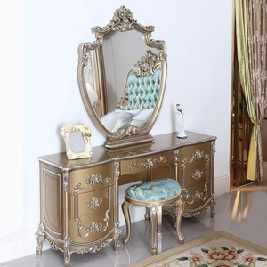 Juego de Dormitorio de Lujo Estilo Francés, Madera de Caoba, Tamaño King, Diseño Antiguo para Hotel, Cabecera Tapizada con Mechones Tallados a Mano, Clásico - Product Image 5