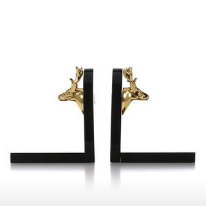Book Decorated with Golden Deer Head Art Wooden Bookend Elegant Study Room Office <b>Desk</b> <b>Ornament</b> - Product Image 4