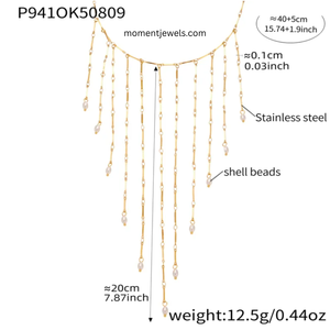 Collar con Colgante de Perlas de Agua Dulce, Cadena de Cuentas de Acero Inoxidable Chapado en Oro de 18K para Fiestas y Uso Diario - Product Image 4
