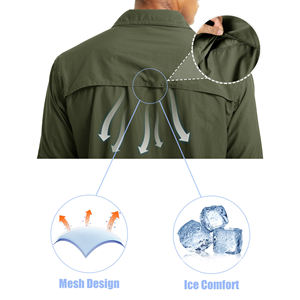 Camisa de senderismo de alta calidad para hombre, con botones, manga larga, de secado rápido, transpirable, con múltiples bolsillos. - Product Image 3