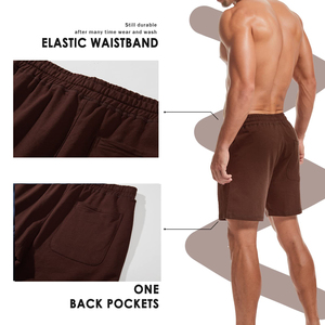 Short en molleton 100 % coton pour homme, style streetwear sportif, séchage rapide, haute qualité, motif uni effet délavé, taille élastique - Product Image 3