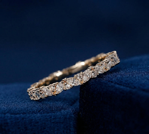 Anillo de Eternidad de Lujo SHIVPATH con Diamante Cultivado en Laboratorio, Corte Marquesa, Oro de 14K |   Anillo de Compromiso Apilable |   Conector Compartido - Product Image 3