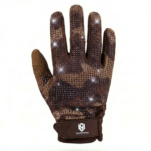 Guantes de Fútbol Americano Personalizados con Diseño de Pedrería para Hombre, Ropa Deportiva 2026, Color Marrón - Product Image 1