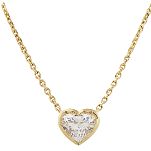 Pendentif en diamant de laboratoire certifié taille cœur, or massif 14 carats, clarté VVS1, serti clos romantique, cadeau d'anniversaire - Product Image 1