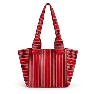 Sac fourre-tout imperméable en nylon recyclé avec broderie, poches latérales rayées, sac à bandoulière réutilisable pour les courses et les voyages quotidiens - Product Image 3