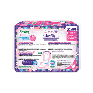 Sanita Dry Fit Relax <b>Night</b> 35cm Winged Menstrual <b>Pads</b> Extra Heavy Absorbency Overnight Use 4 <b>Pads</b> - Product Image 2