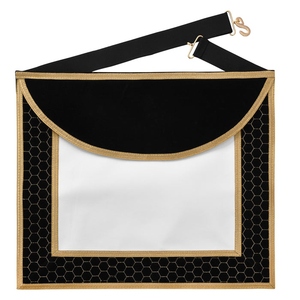 Scottish Rite Apron Black Velvet with Gold <b>Machine</b> Embroidery Masonic Regalia Freemason Lodge Custom Premium Ceremonial - Product Image 1