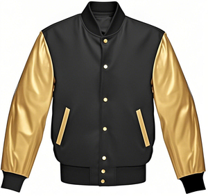 Trending <b>Winter</b> New Stylish High Quality Genuine <b>Leather</b> Sleeves varsity <b>Jackets</b> Custom Embroidery Jersey for men - Product Image 6