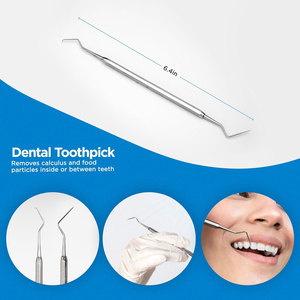 Kit d'hygiène dentaire professionnel 4 pièces en acier inoxydable français pour le nettoyage des dents, grattoir anti-plaque et anti-tartre - Product Image 3