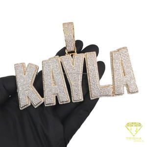 Collar con Colgante de Diamante Cultivado en Laboratorio de Primera Calidad con Nombre KAYLA, Diseño de Letra Brillante con Incrustaciones de Diamantes, Cadena Cubana, Lujoso y Elegante - Product Image 2