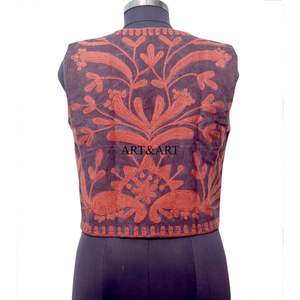 Chaleco estilo vintage para mujer con estampado floral, cuello redondo, tela Cotrise, informal, para todas las estaciones, sin mangas. - Product Image 4