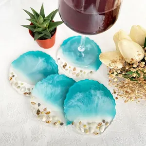 Modern Lightweight Resin Coaster Set 5mm Stylish <b>Heat</b> Resistant Durable <b>Reusable</b> Ideal for Indoor Outdoor Table Protection - Product Image 1