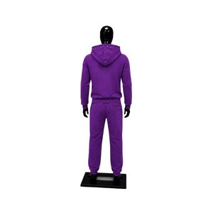 Ensemble de survêtement violet pour homme avec sweat à capuche zippé entièrement clouté et pantalon de jogging, logo personnalisé, streetwear, tenue décontractée et sportive, vente en gros, collection automne - Product Image 2