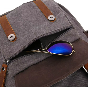 Canvas Laptop <b>Backpack</b> Unisex Retro Style 20-39L Durable Softback with Buckle Closure and Shoulder <b>Straps</b> - Product Image 3