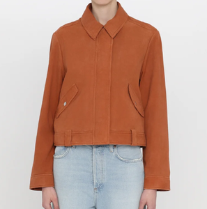 Chaqueta de Motociclista para Mujer, de Cuero Vacuno Marrón, Resistente al Viento, con Cierre, Corte Regular, Manga Larga, Forro de Poliéster, para Invierno - Product Image 3