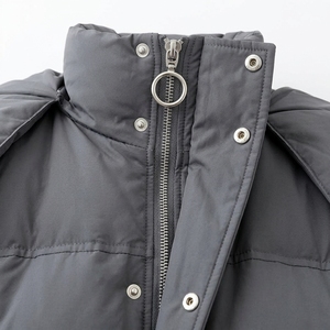 Abrigo de plumón con capucha para mujer, con parches de corazones, cuello alto, cierre de cremallera, grueso, cálido para invierno, ropa exterior informal - Product Image 2