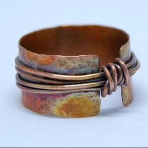 Ethnic Boho Style <b>Adjustable</b> Open Cuff <b>Bracelet</b> Premium Quality Handmade Solid Copper Crystal Fashion Accessory - Product Image 1