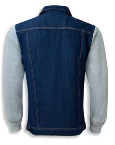 <b>Men's</b> Vintage Denim <b>Jacket</b> with Horn Button Closure Regular Fleece Sleeves Breathable Design 100% Cotton Fabric - Product Image 3