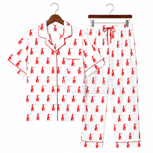 Cosh International Greek Apparel Delta Sigma Sorority Custom Logo Women Satin/Silk Breathable Summer Short Sleeve <b>Pajama</b> Set Red - Product Image 3