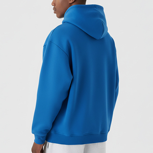 Sweat-shirt à capuche surdimensionné bleu pour homme, en molleton avec poche, 100% coton, logo personnalisé, streetwear d'hiver - Product Image 2