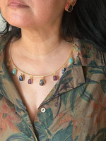 Collier créoles fait main multi-pierres précieuses avec pendentif doré Améthyste Aigue-marine, Bijou Bohème Tendance, Cadeau Femme HARI OM CREATIONS
