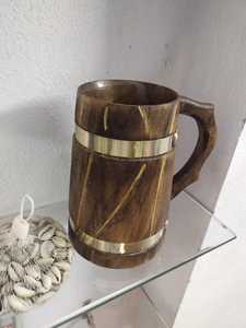 Jarra de Madera Pulida Personalizada, Taza Vikinga Rústica Grabada, Regalo para Él, Medieval, Ecológica, Cerveza Personalizada Hecha a Mano, Alta Calidad - Product Image 3
