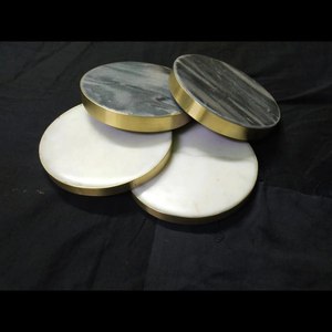 Modern <b>Square</b> Marble Coaster <b>Set</b> With Brass Inlay Non-Slip Drink Mats & Pads For Table Decoration Dinnerware At Best Price - Product Image 5