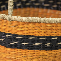 Panier en jonc de mer Bolga écologique avec poignée, panier tissé à la main pour le shopping, le rangement et la décoration intérieure