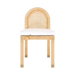 Premium Natural Rattan <b>Dining</b> <b>Chair</b> with Brass Cap Legs Handcrafted Armless Wicker <b>Chair</b> for Luxury Hotel Resort Project - Product Image 4