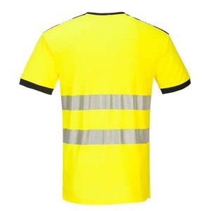 เสื้อยืดทำงานสีเหลืองสะท้อนแสงสำหรับผู้ชาย ทำจากโพลีเอสเตอร์ พร้อมแถบสะท้อนแสงสองเส้น - Product Image 2