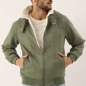 Service OEM, veste en daim personnalisée, style streetwear, doublure en fourrure épaisse, veste en daim d'hiver pour hommes - Product Image 1