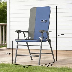 Set di Due Sedie Pieghevoli Blu Scuro per Terrazza, Campeggio e Giardino - Product Image 5