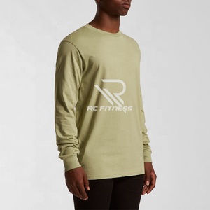 T-shirt homme en coton lourd américain 250g, couleur unie, manches longues, col rond simple, veste d'automne. - Product Image 2