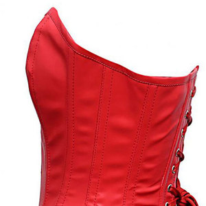 Corsé Rojo de Piel Sintética sin Tirantes para Mujer, con Cierre de Botones, Chaleco Sexy para Discoteca - Product Image 2