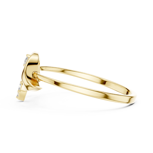 Anillo Clásico Minimalista en Forma de Flor de Oro Amarillo Sólido de 14k con Diamantes Cultivados en Laboratorio de Corte Redondo, Regalo de Boda Clásico - Product Image 2