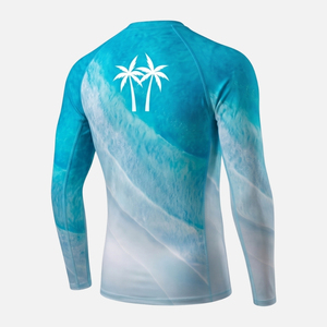 เสื้อแรชการ์ดสำหรับผู้ชาย OEM แขนยาว ป้องกันรังสียูวี UPF50+ แห้งเร็ว ระบายอากาศได้ดี ผลิตจากโพลีเอสเตอร์ผสมสแปนเด็กซ์ สำหรับว่ายน้ำ - Product Image 5