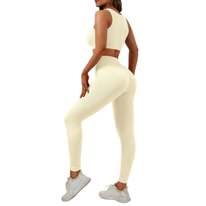Yoga <b>Pants</b> Sets 2 Piece V Shaped Backless Active Wear Custom Woman Activewear Manufacturer New Flare Leggings Gym Yoga Sport Set - Product Image 1