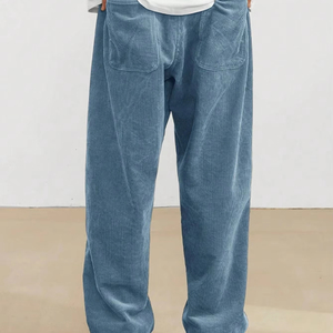 Pantalon de jogging ample et évasé en velours côtelé pour homme, avec logo personnalisé, taille mi-haute, décontracté, automne-hiver - Product Image 2