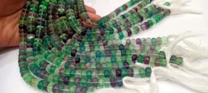 Perles de fluorite naturelle multicolores, rondes, lisses, 8 mm, vendues par brin de 8 pouces - Product Image 3