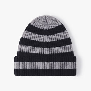 Unisex Striped Knit Beanie Hat 100% Acrylic Cuffed <b>Winter</b> <b>Cap</b> Casual Style for Adults Olive and Cream Color - Product Image 3