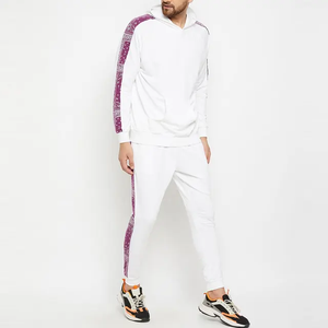 Ensemble de survêtement imprimé uni pour adulte, style streetwear, avec sweat à capuche et pantalon de jogging, idéal pour l'hiver, 100% coton - Product Image 2