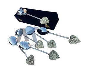 ช้อนชาโลหะด้ามใบไม้ขัดเงา ด้ามยาว ดีไซน์ทันสมัย เหมาะสำหรับเป็นของขวัญ - Product Image 2