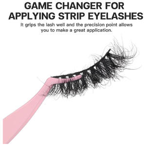 Pinzas para pestañas de acero inoxidable utilizadas para aislar, recoger, aplicar pestañas individuales y fijar extensiones con precisión. - Product Image 4