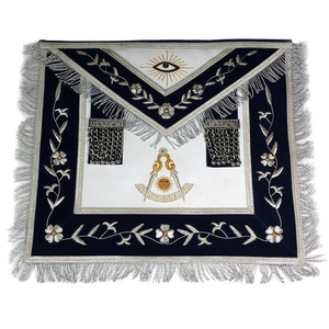 Tablier de Maître Ancien de la Loge Bleue avec Broderie à la Main en Fil d'Or et d'Argent, Régalia Maçonnique Premium, Fourniture de Tablier de Loge Cérémoniel pour Franc-Maçon - Product Image 1